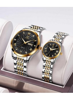Full automatic mechanical watch business diamond double calendar waterproof couple Watches lovers watches